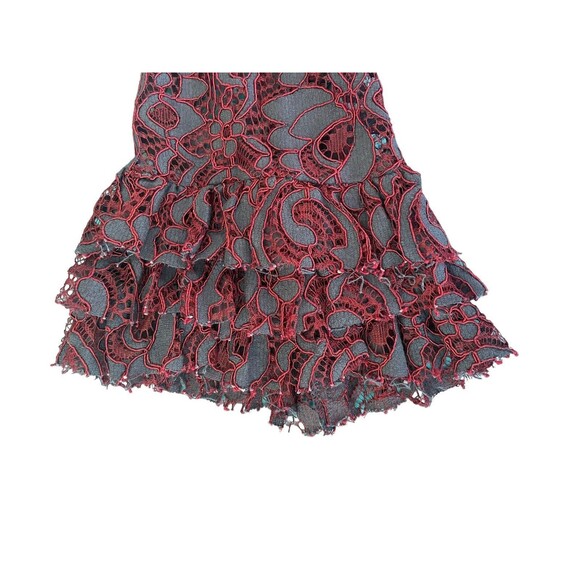 Willow & Clay Purple Navy High Neck All‎ Lace Shirt Ruffle Cuffs Size XSmall - Picture 8 of 13